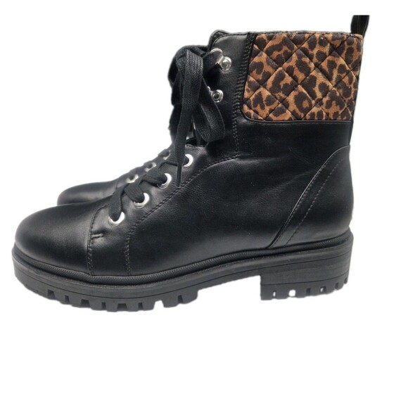 Nine West Shoes - Nine West Wylie Boot Size 8 Black Lace Up Animal Print Accent